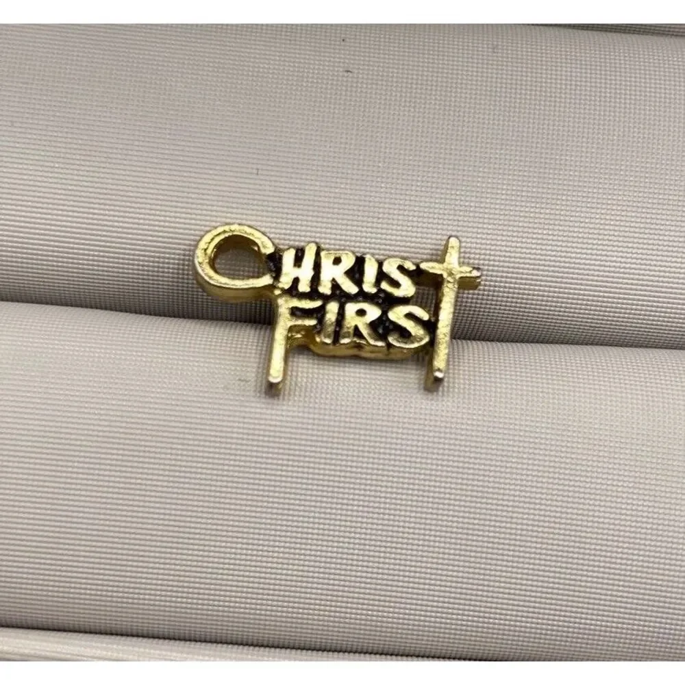 Vintage Ballou Reg'd Christ First Gold Tone Lapel Pin Religious Christian‎ Cross